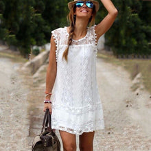 Load image into Gallery viewer, Summer Dress 2018 Women Casual Beach Short Dress Tassel Black White Mini Lace Dress Party Dresses Vestidos S-XXL