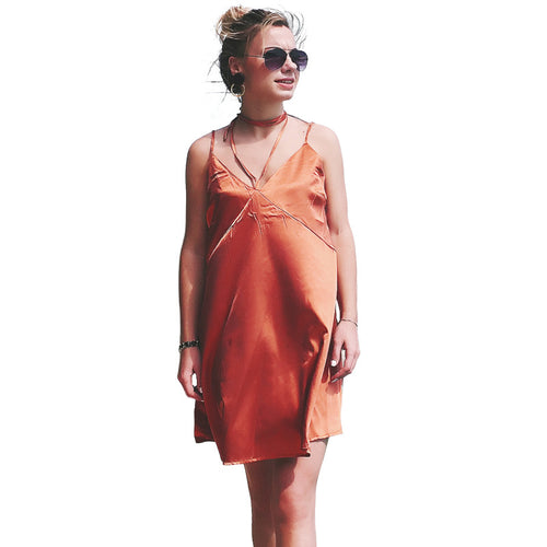 USA SIZE Stitching sexy backless wrapped chest hanging neck strap dress female