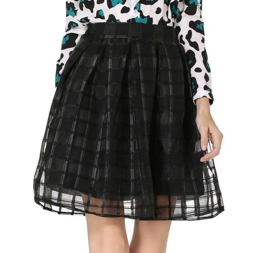 USA SIZE Women's Skirt Pleated Mesh Skirt Fluffy Plaid Organza Skirt