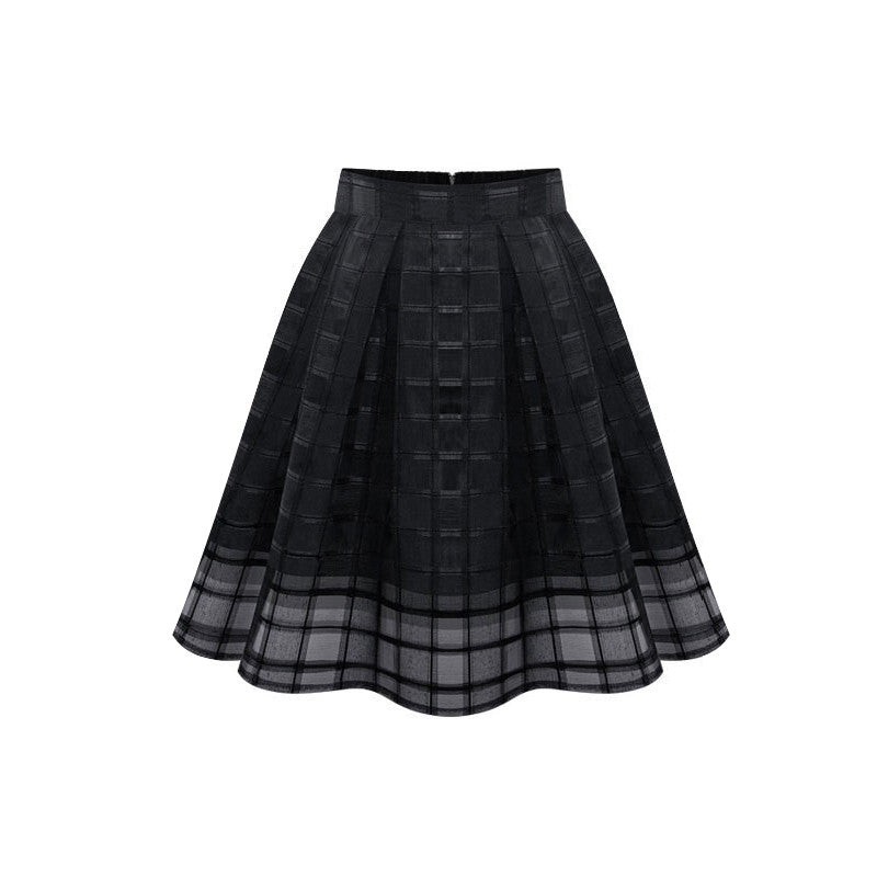 USA SIZE Women's Skirt Pleated Mesh Skirt Fluffy Plaid Organza Skirt