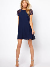 Load image into Gallery viewer, USA SIZE Stitched short-sleeved lace chiffon dress
