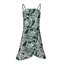 Load image into Gallery viewer, USA SIZE Leaf Print Sling Chiffon Dress Sexy Beach Seaside Vacation Irregular Skirt