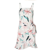 Load image into Gallery viewer, USA SIZE Leaf Print Sling Chiffon Dress Sexy Beach Seaside Vacation Irregular Skirt