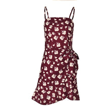Load image into Gallery viewer, USA SIZE Leaf Print Sling Chiffon Dress Sexy Beach Seaside Vacation Irregular Skirt