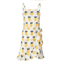 Load image into Gallery viewer, USA SIZE Leaf Print Sling Chiffon Dress Sexy Beach Seaside Vacation Irregular Skirt