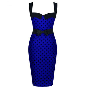 USA SIZE Sleeveless bag hip slim dress print dot pencil skirt dress