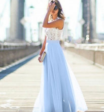 Load image into Gallery viewer, New European and American lace stitching Chiffon overlength dress dress