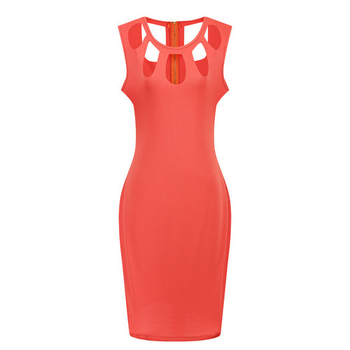 USA SIZE Pack hip skirt round neck sleeveless middle dress sexy slim skirt