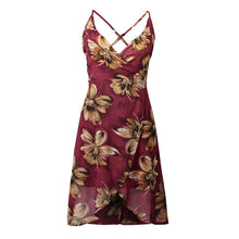 Load image into Gallery viewer, USA SIZE Sling V-neck long dress printed chiffon backless beach skirt