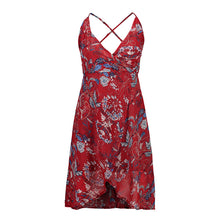 Load image into Gallery viewer, USA SIZE Sling V-neck long dress printed chiffon backless beach skirt