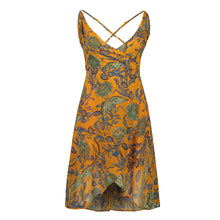 Load image into Gallery viewer, USA SIZE Sling V-neck long dress printed chiffon backless beach skirt