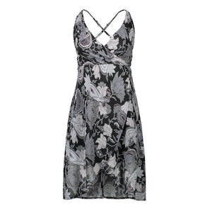 USA SIZE Sling V-neck long dress printed chiffon backless beach skirt
